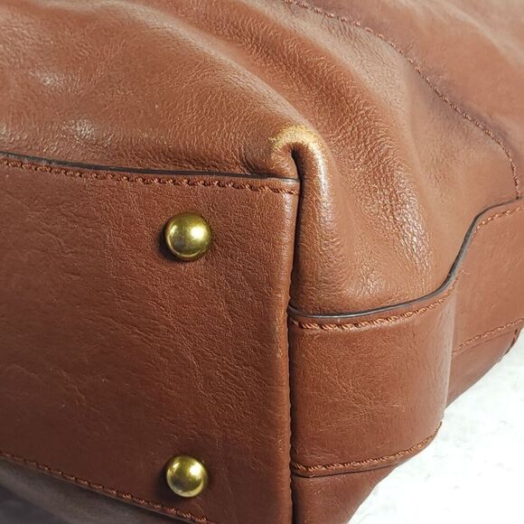 Frye Cognac Brown Leather Xtra Large Ring Tote Bag Purse Handbag - Picture 14 of 16